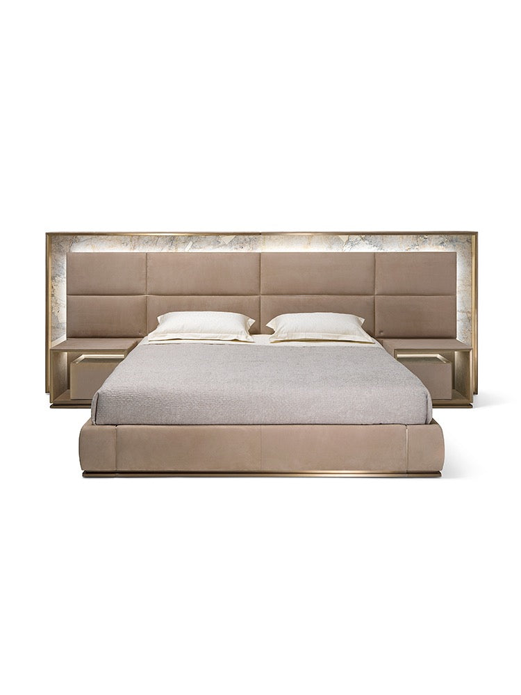 Natural marble background leather bed 304 stainless steel base