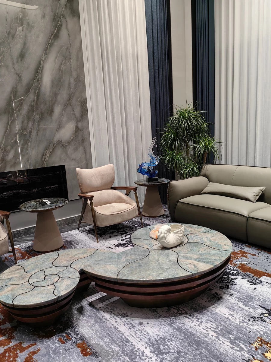 Distinctive conch shape coffee table vogue furniture luxury natural marble table