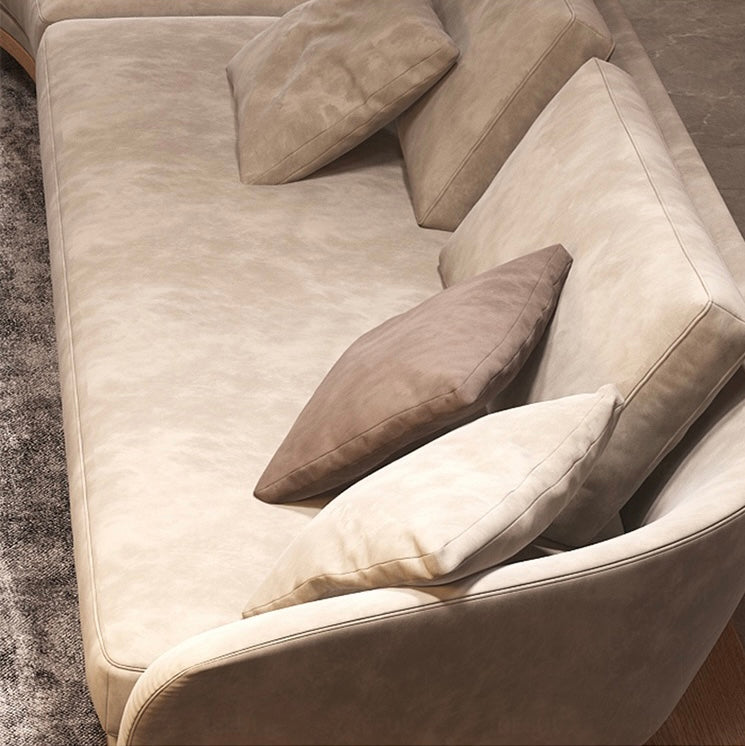Stylish And Minimalist Design Suede Luxury Sofa Solid Wood Base