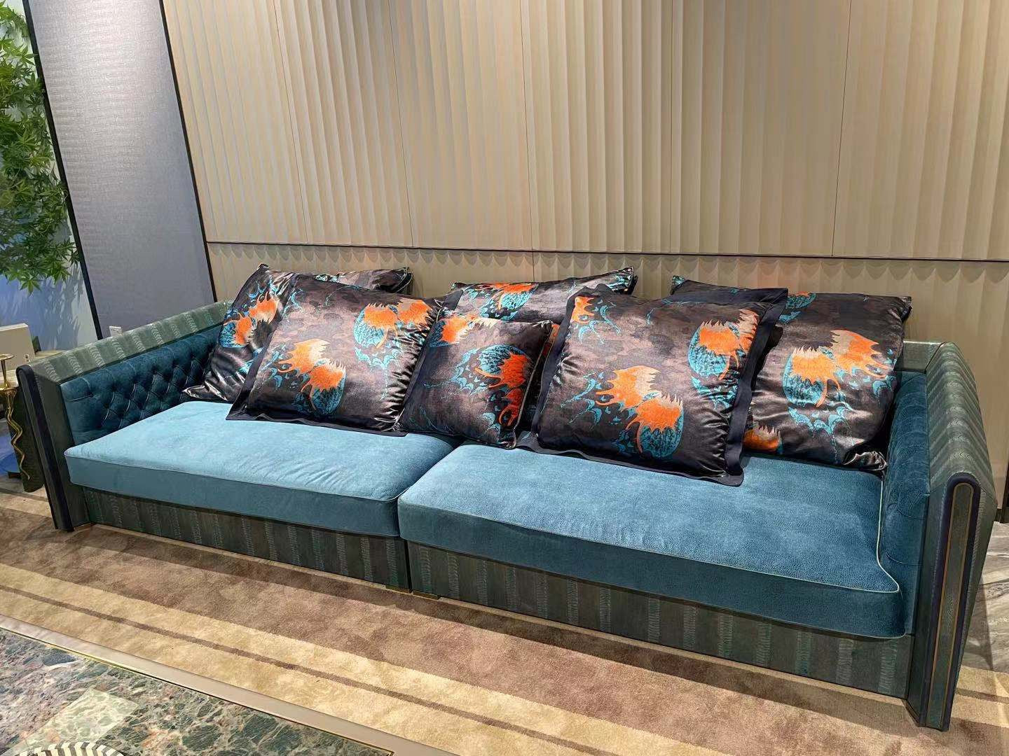 Post-modernity pylon skin full grain leather sofa high-end customized sofa