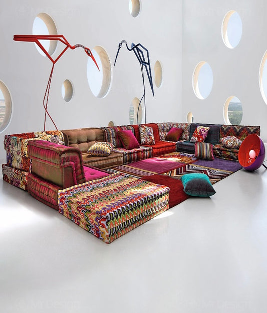 Retro sofa colorful fabric free combination living Room art