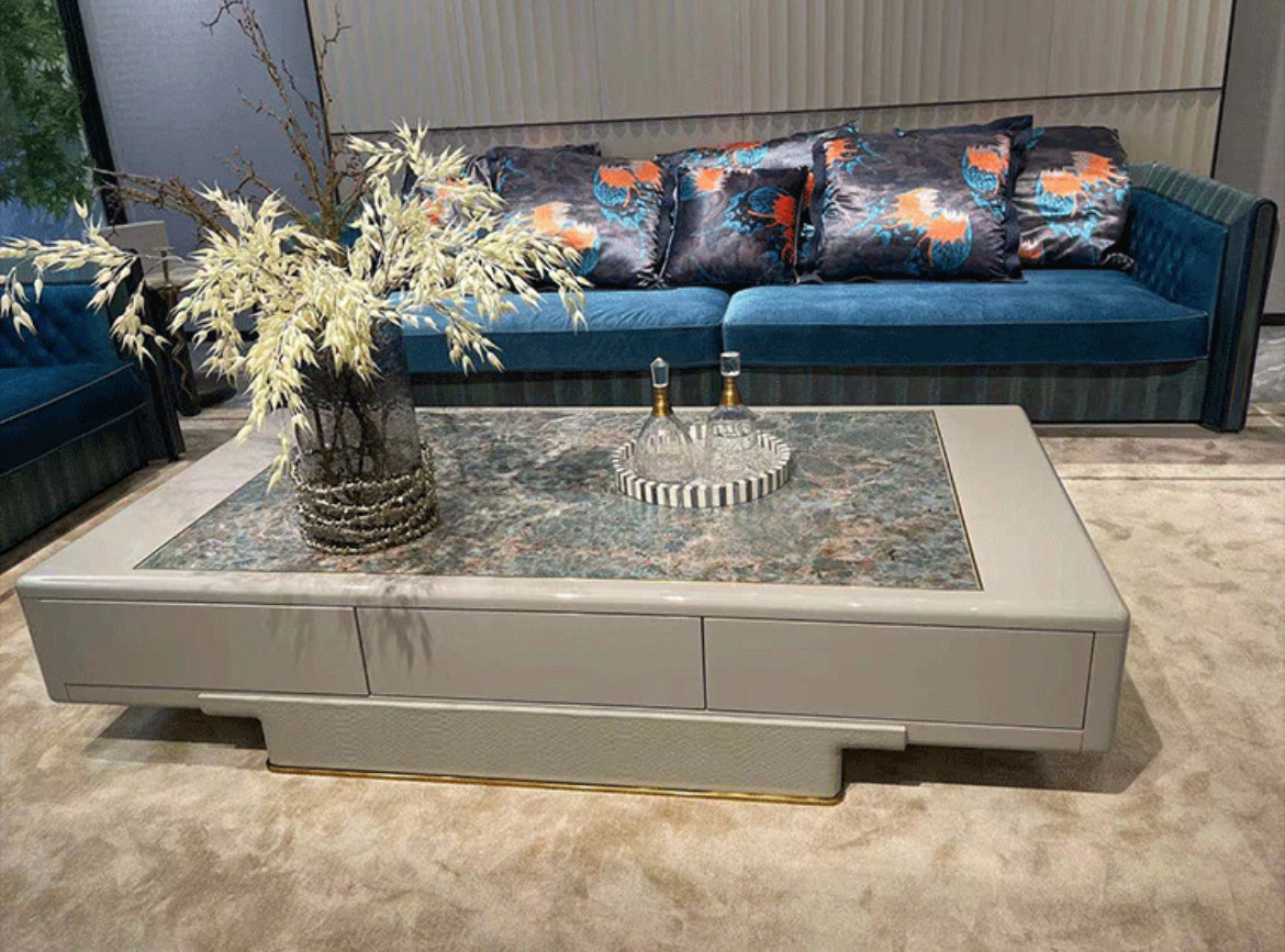 Post-modernity pylon skin full grain leather sofa high-end customized sofa