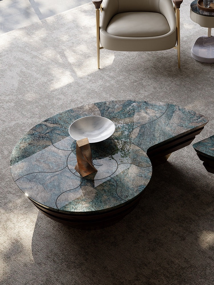 Distinctive conch shape coffee table vogue furniture luxury natural marble table