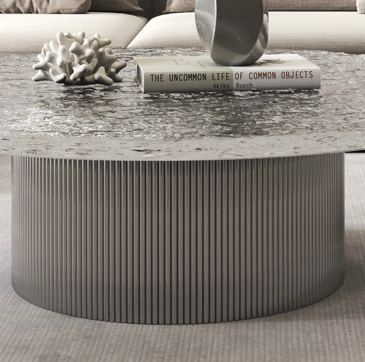 Rippling design acrylic coffee table natural marble coffee table
