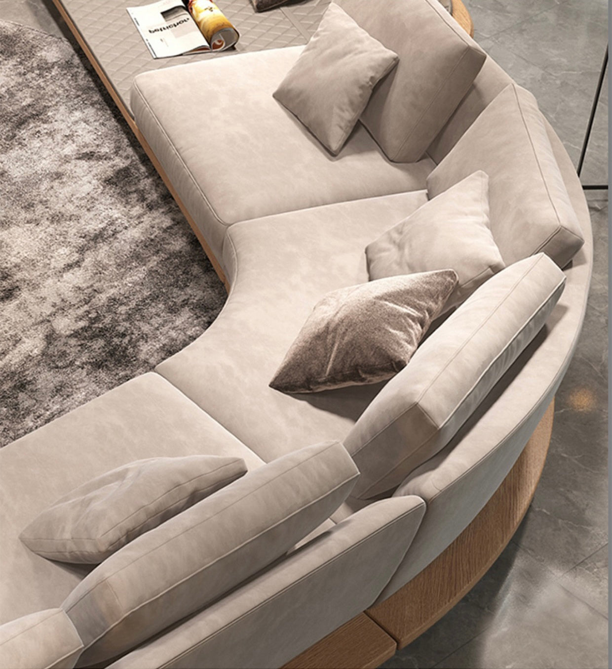 Stylish And Minimalist Design Suede Luxury Sofa Solid Wood Base