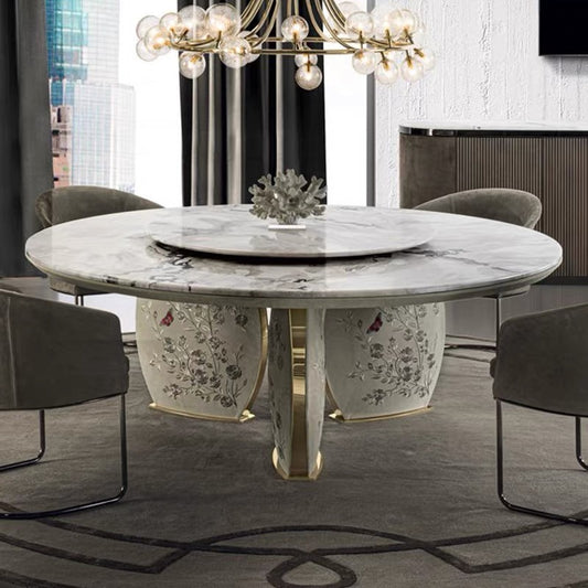 Rotary dining table Luxury natural marble