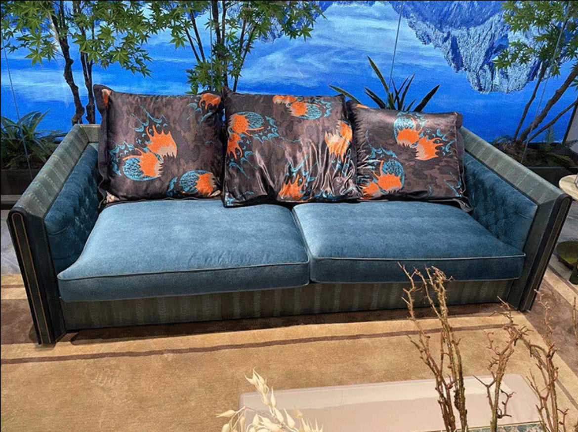 Post-modernity pylon skin full grain leather sofa high-end customized sofa