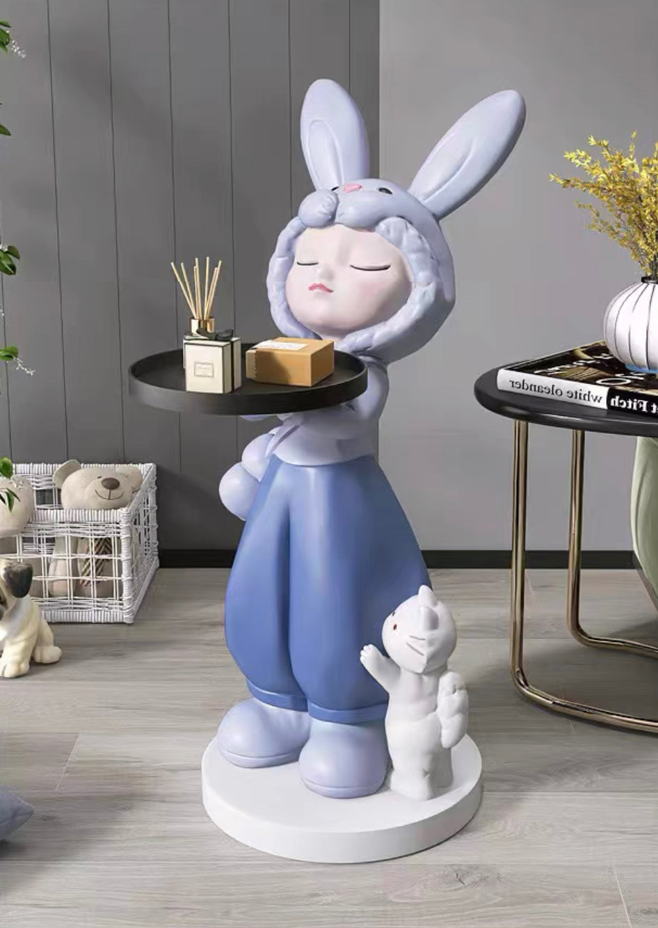 Rabbit girl side table build-in audio equipment Bluetooth connection fashion coffee table
