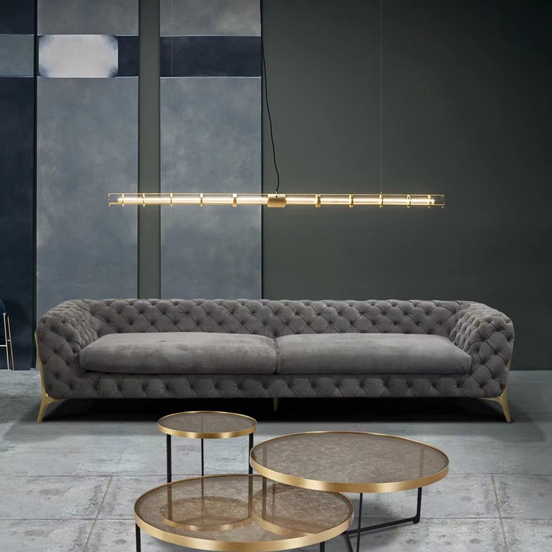 Classy leather classic buckled design Sofa stainless steel leg