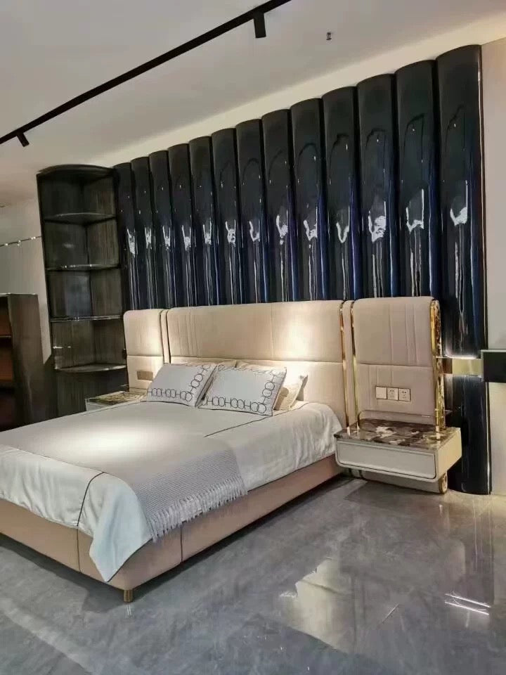 Italian nubuck bed luxury wedding bed villa double bed
