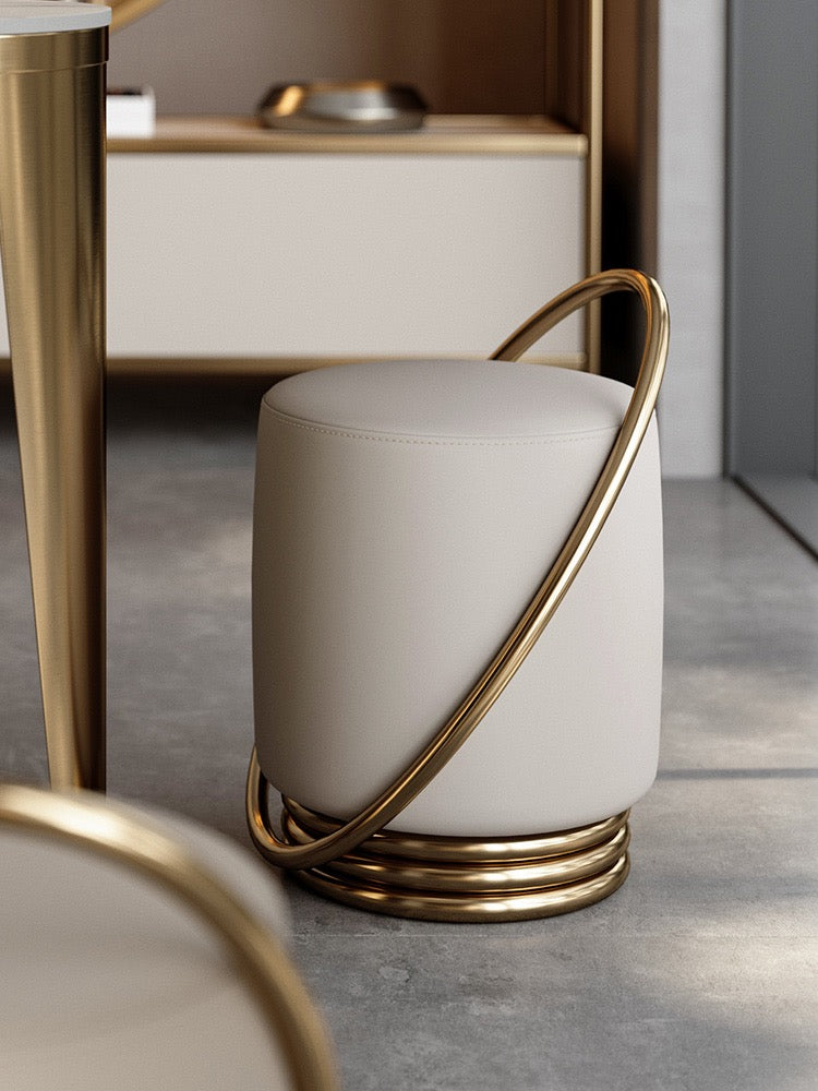 High end dressing stool artificial stainless steel round chair