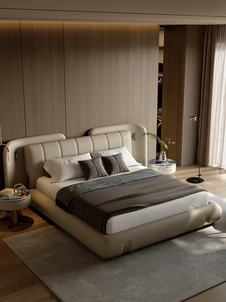 Modern Luxury leather bed latex mattress wedding bed