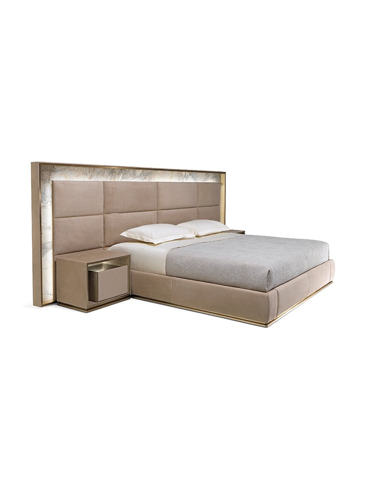 Natural marble background leather bed 304 stainless steel base