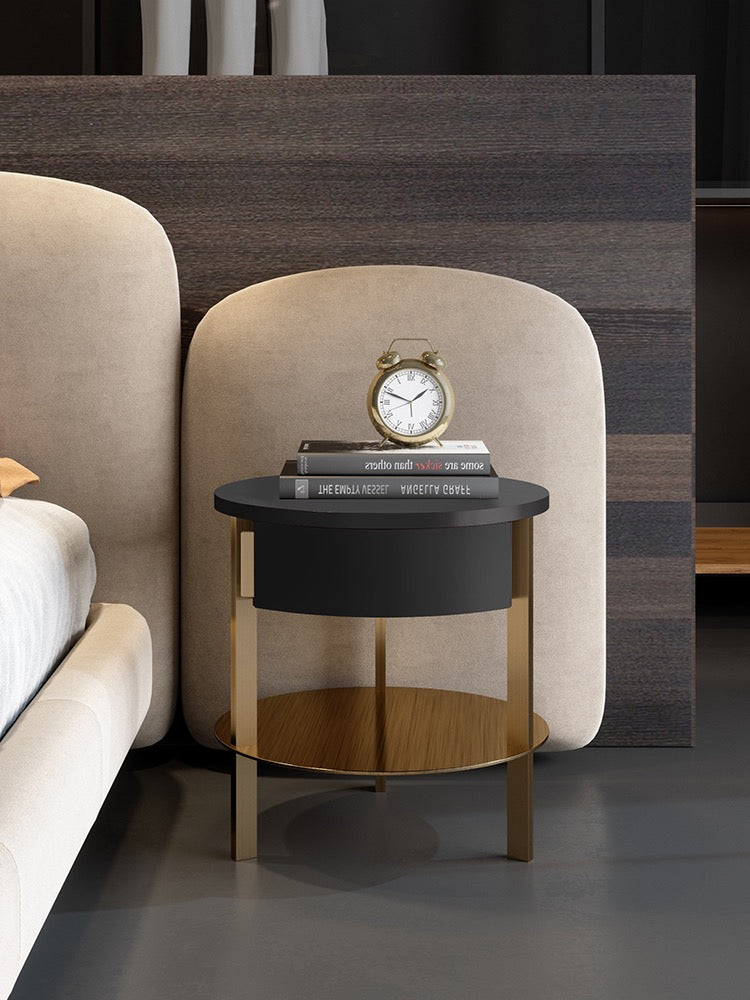 Mute track nightstand elegant hairline stainless steel bedside table