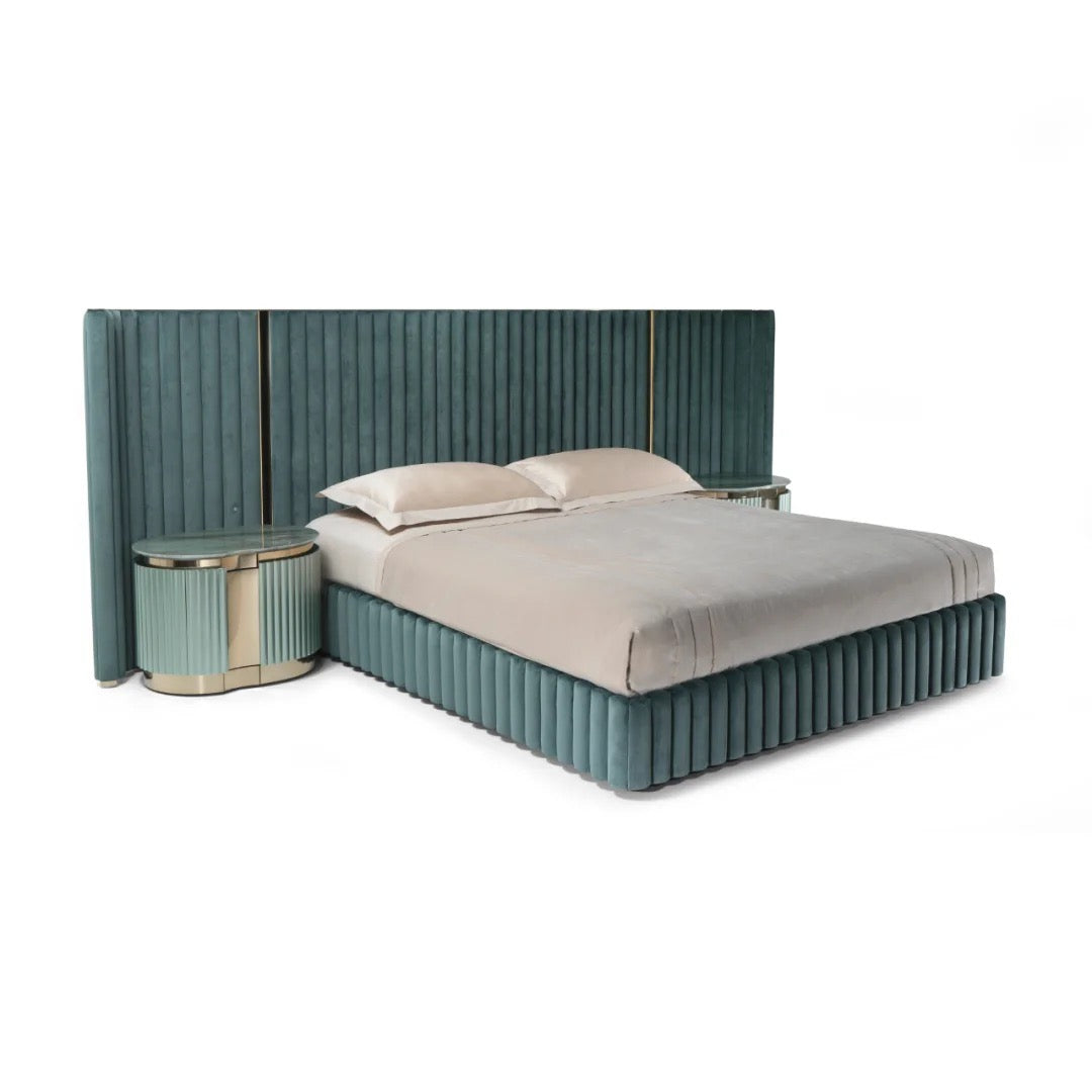 Green Napa Leather Double Bed Luxury Master Room