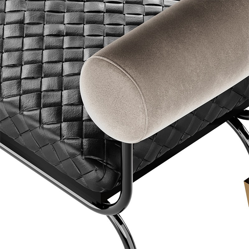 Woven Leather Stool Bench Bed-End Stool Bedroom Bench