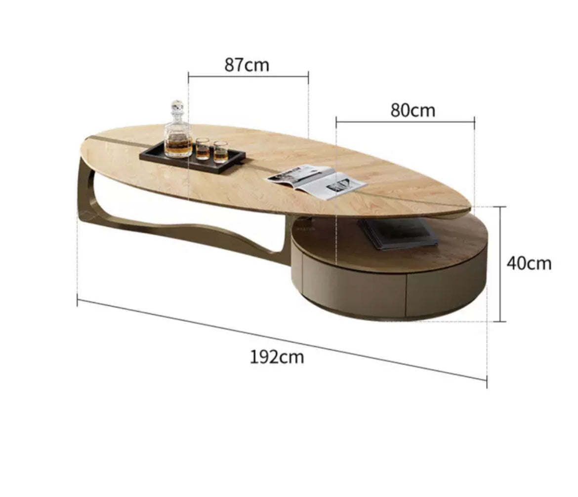 Leaf shape coffee table elegant home ash walnut wood furniture