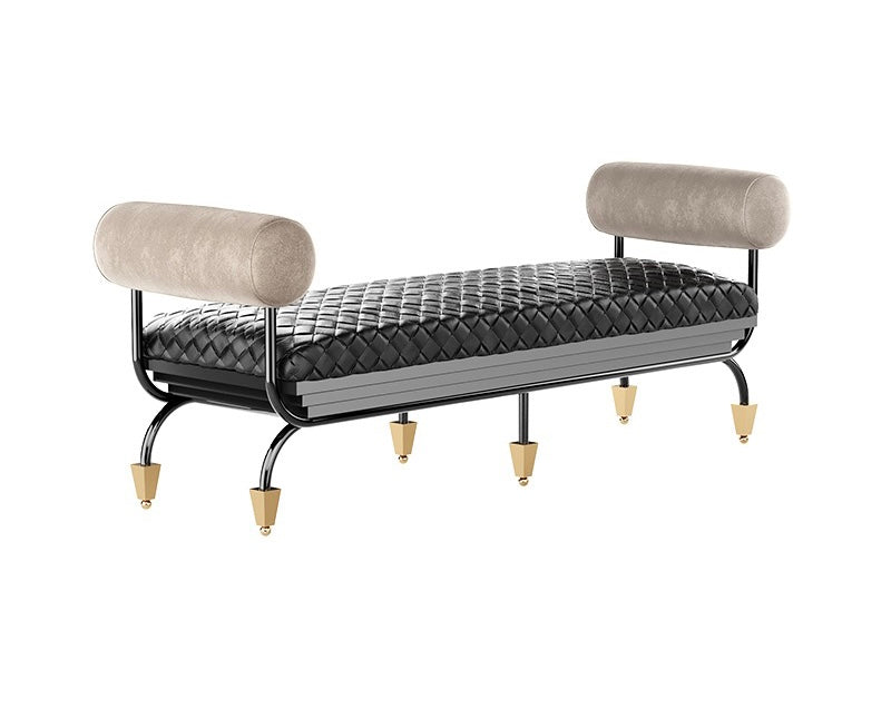 Woven Leather Stool Bench Bed-End Stool Bedroom Bench
