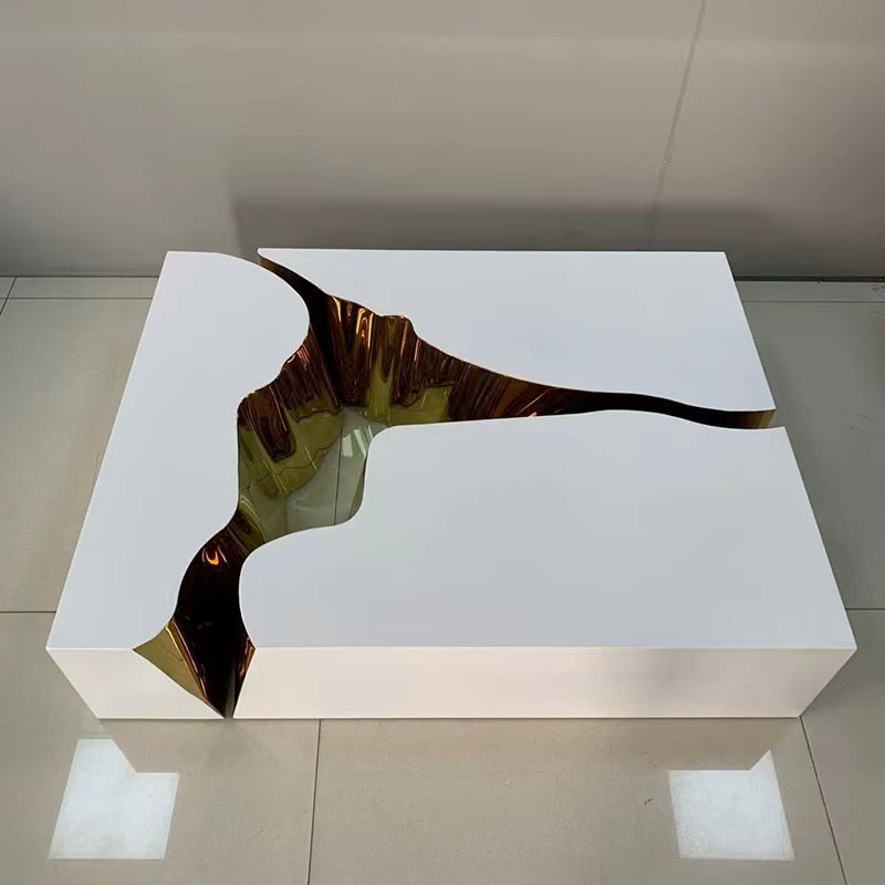 Abstract shape splitting coffee table high technique Stainless steel artwork