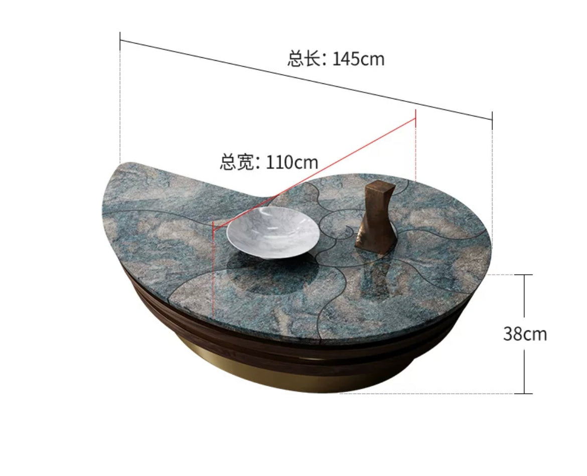 Distinctive conch shape coffee table vogue furniture luxury natural marble table