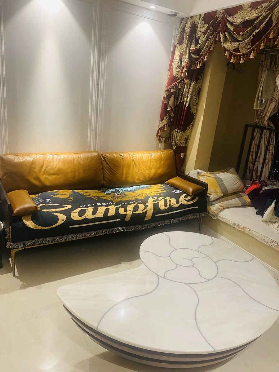 Distinctive conch shape coffee table vogue furniture luxury natural marble table