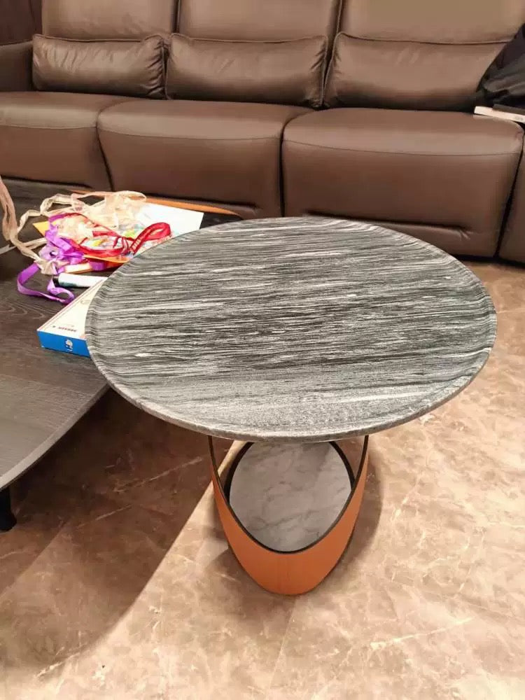 Italian style side table X shape luxurious marble leather coffee table