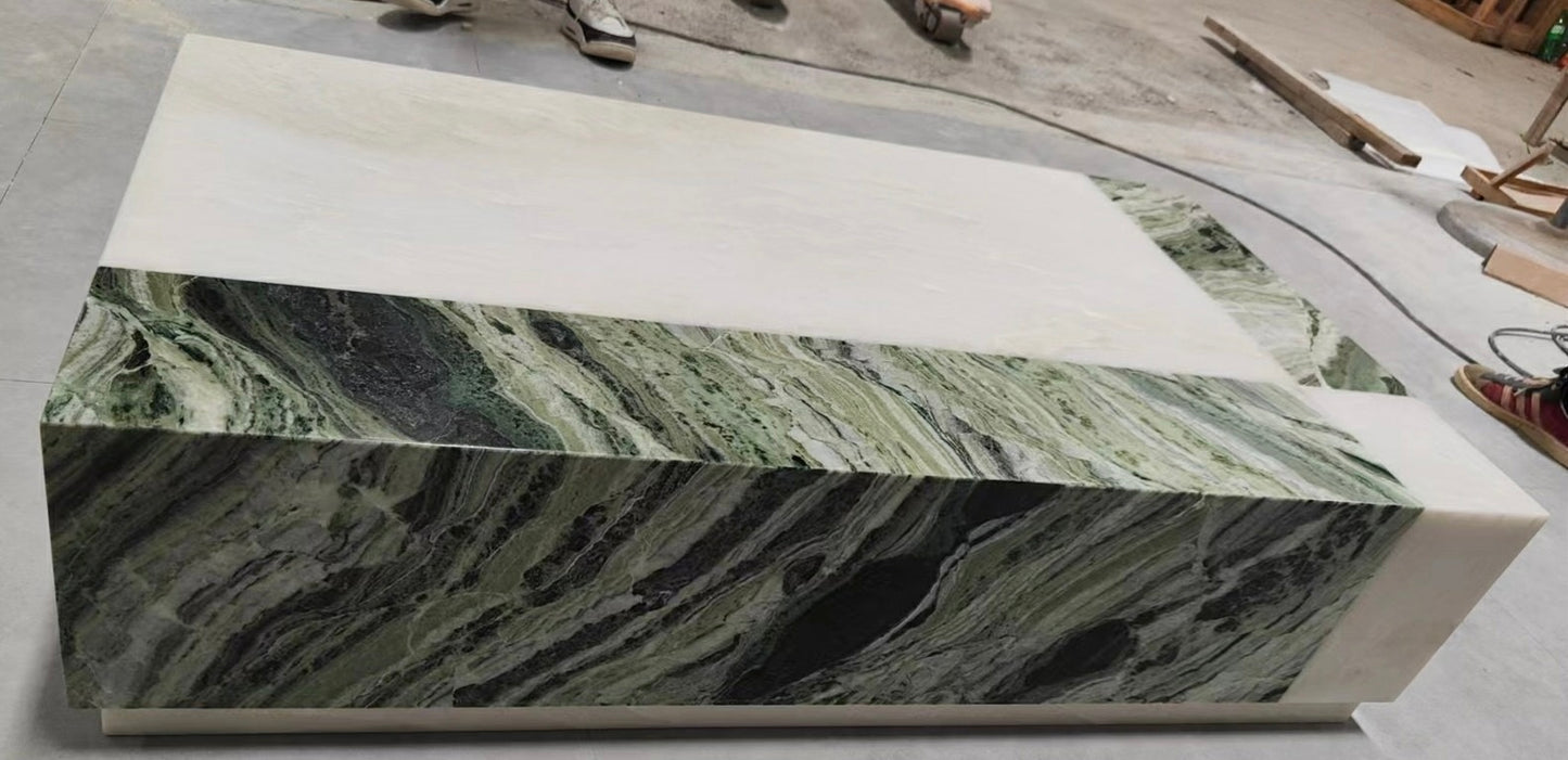 Geometric modeling coffee table natural marble combination stylish table
