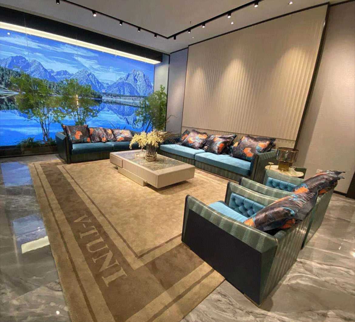 Post-modernity pylon skin full grain leather sofa high-end customized sofa