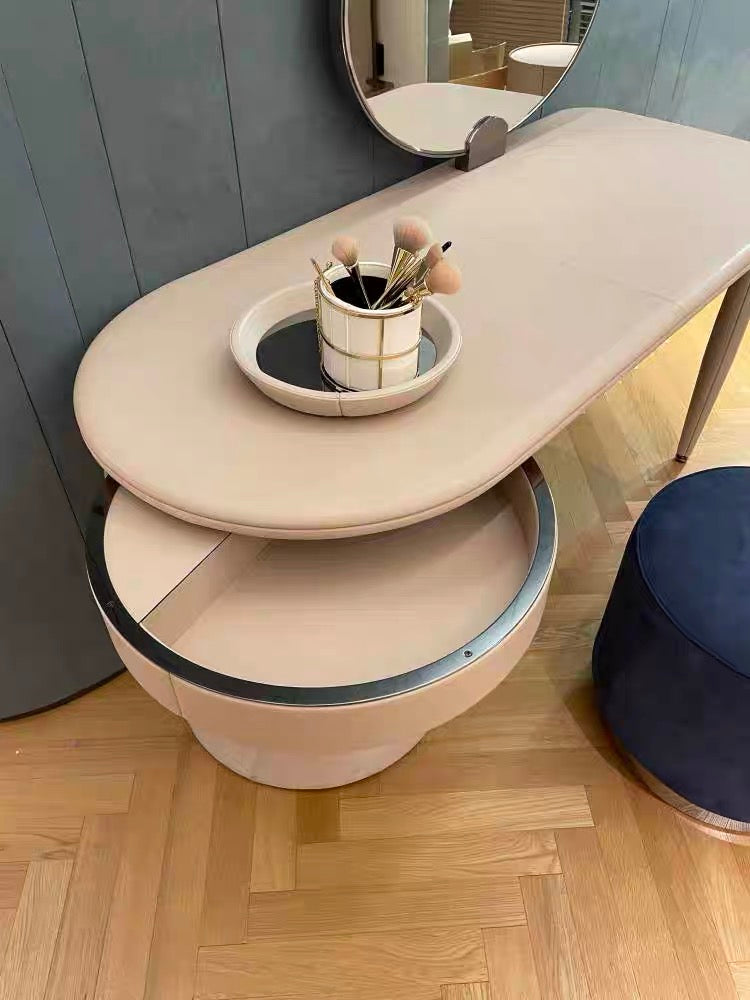 Full body leather dresser elegance lady dresser oval mirror stool