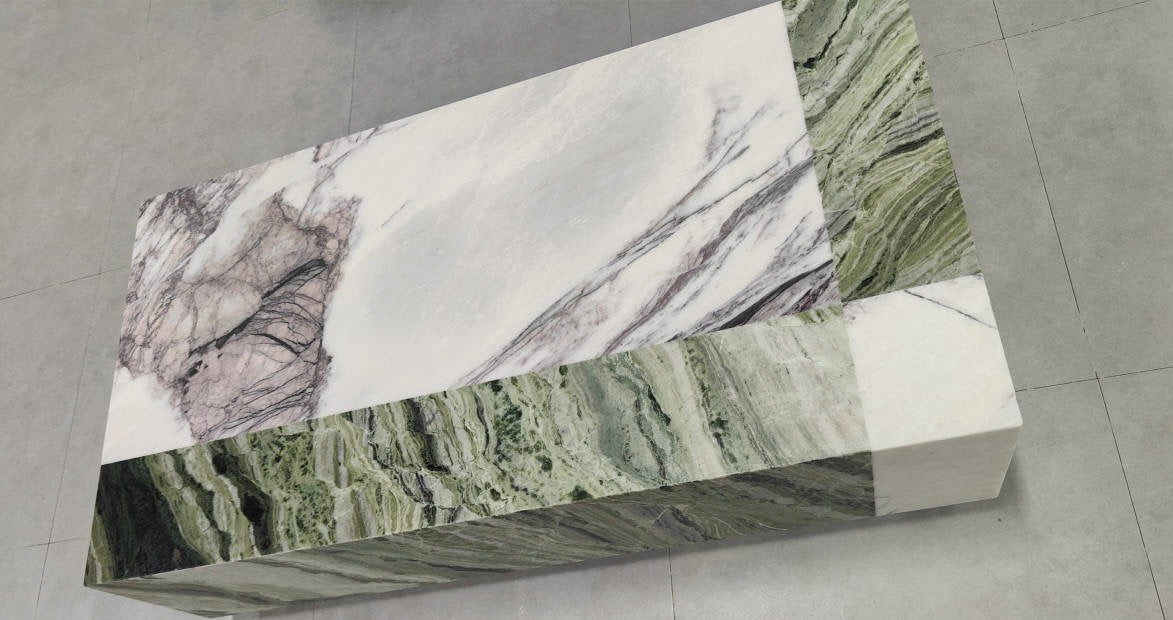 Geometric modeling coffee table natural marble combination stylish table