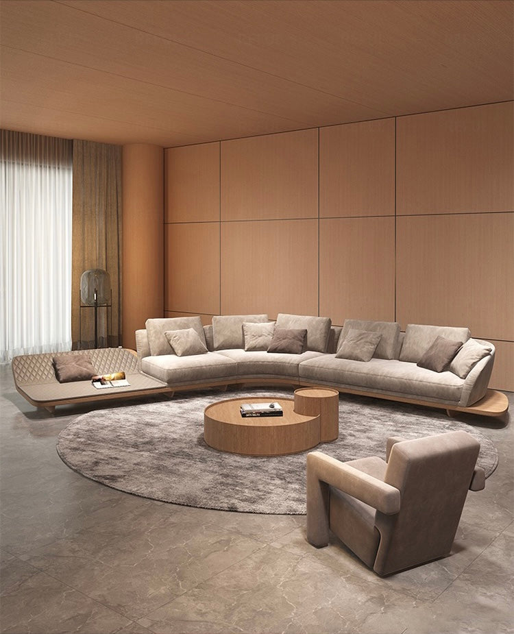 Stylish And Minimalist Design Suede Luxury Sofa Solid Wood Base
