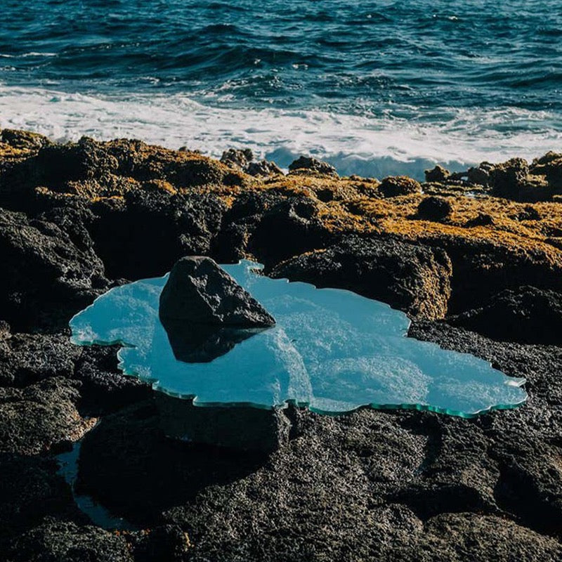 Ocean rock waved glass coffee table creative furnishing