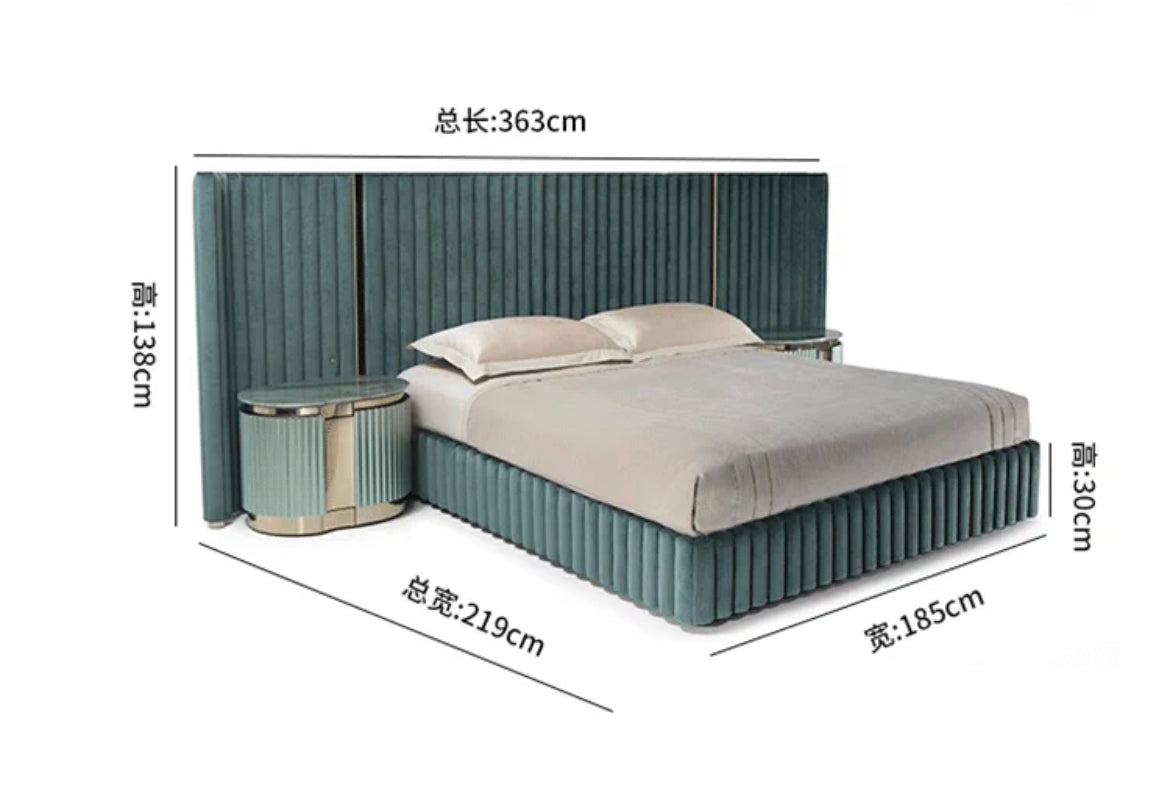 Green Napa Leather Double Bed Luxury Master Room