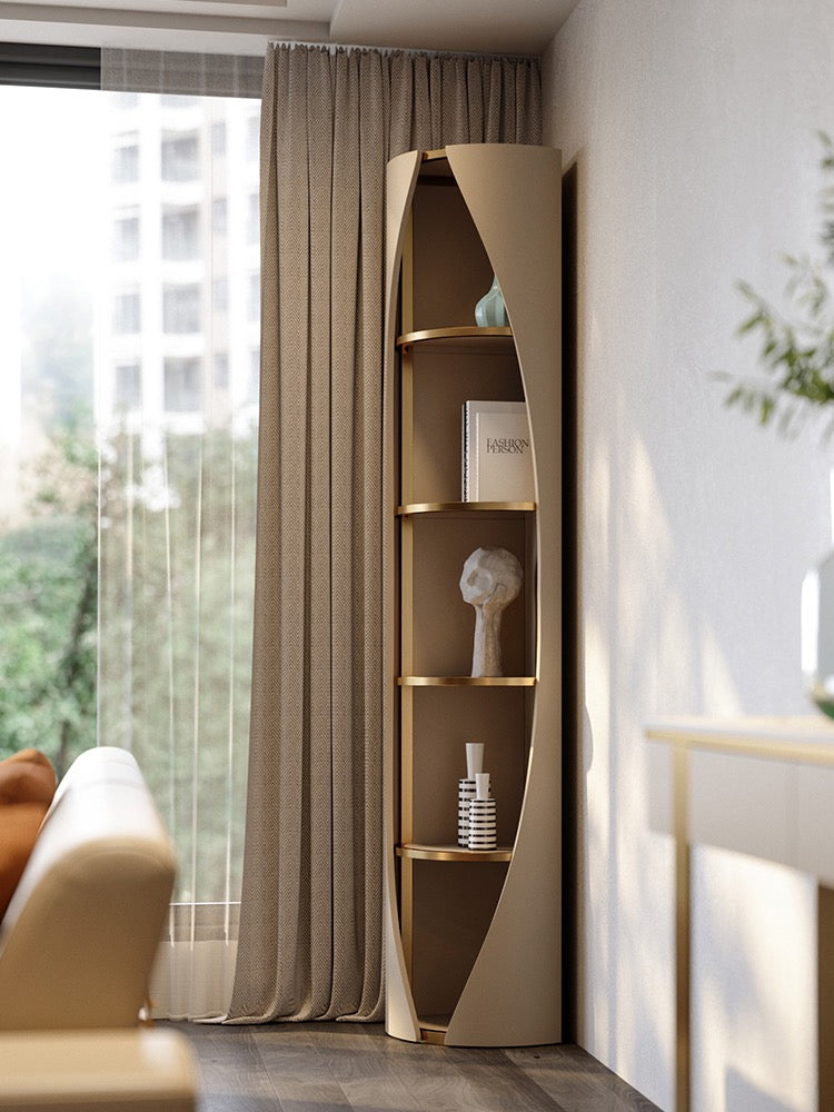 Elegant leather book shelf modern design side cabinet