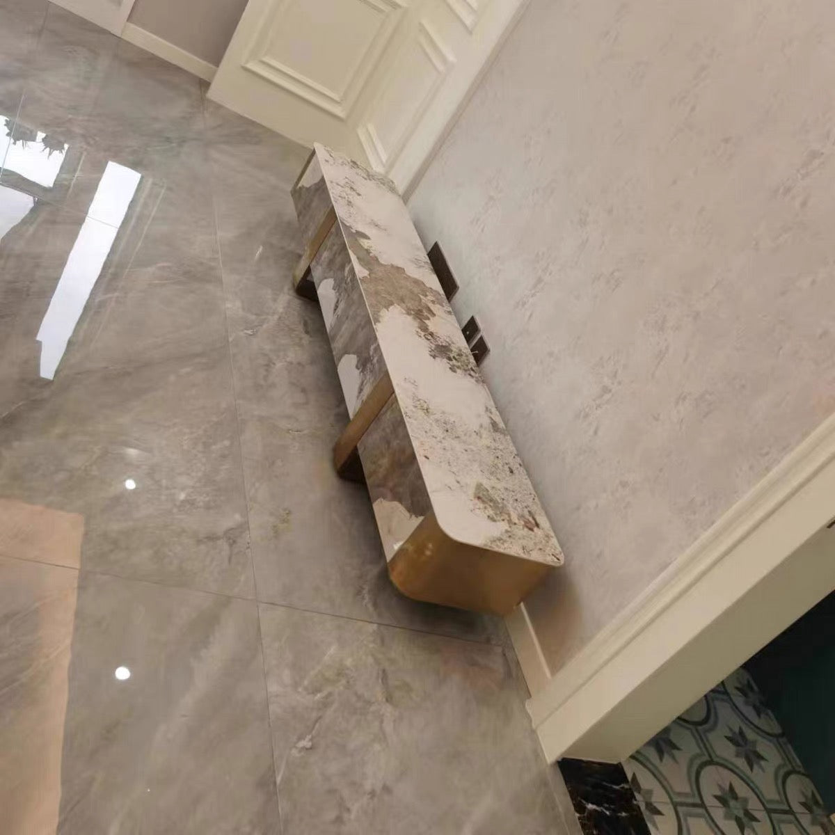 Luxurious side cabinet marble brass TV stand stylish design Italian style