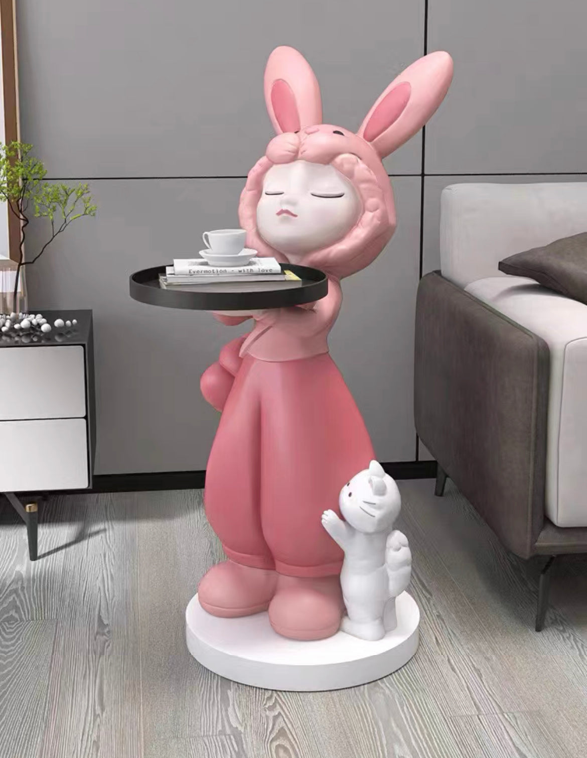 Rabbit girl side table build-in audio equipment Bluetooth connection fashion coffee table