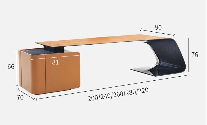 Luxurious executive desk orange Napa leather office table