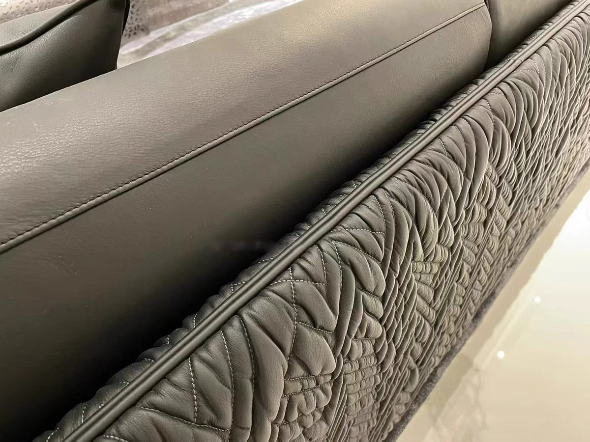 Black leather luxury single sofa