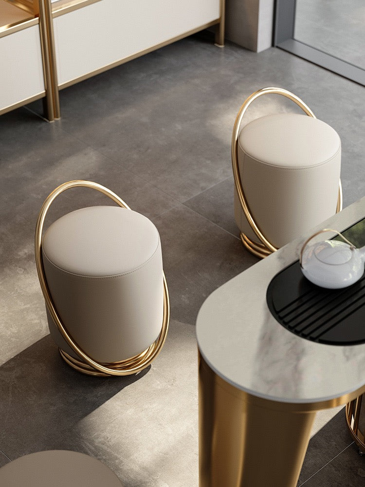 High end dressing stool artificial stainless steel round chair