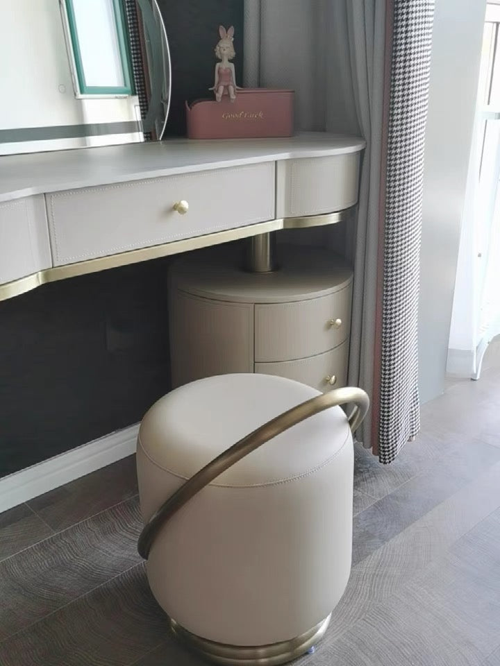 High end dressing stool artificial stainless steel round chair