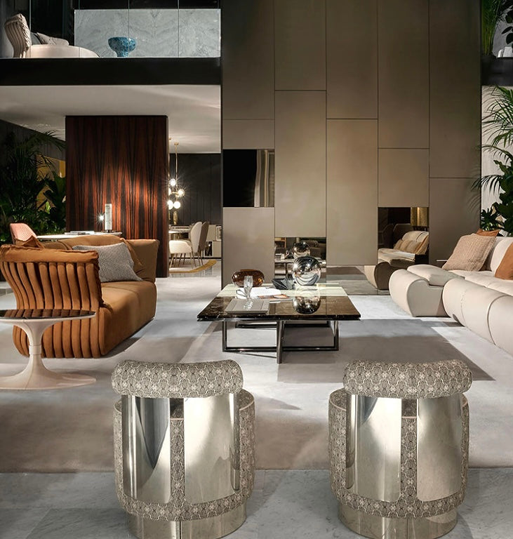 Luxurious sofa chair round dressing stool