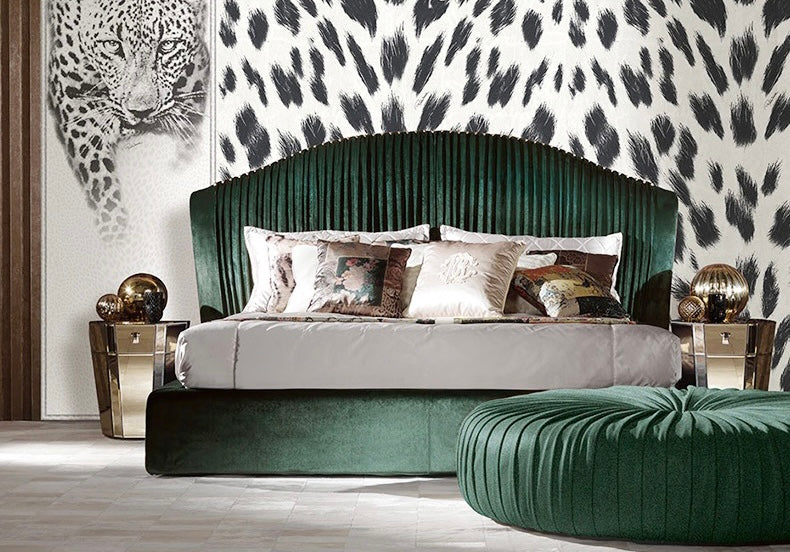 Queen bed imported nubuck leather bed