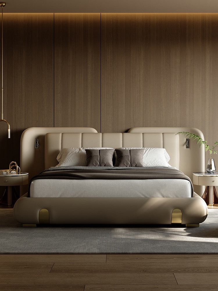 Modern Luxury leather bed latex mattress wedding bed