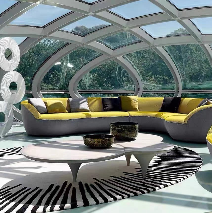 Cloudy shape marble wood coffee table