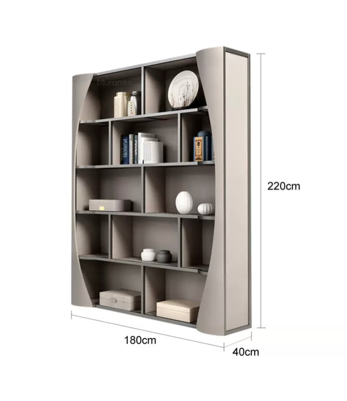 Elegant leather book shelf modern design side cabinet