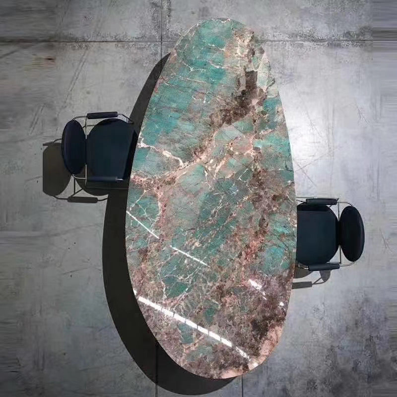 Luxurious Dining Table Artificial Marble Stainless Steel Base