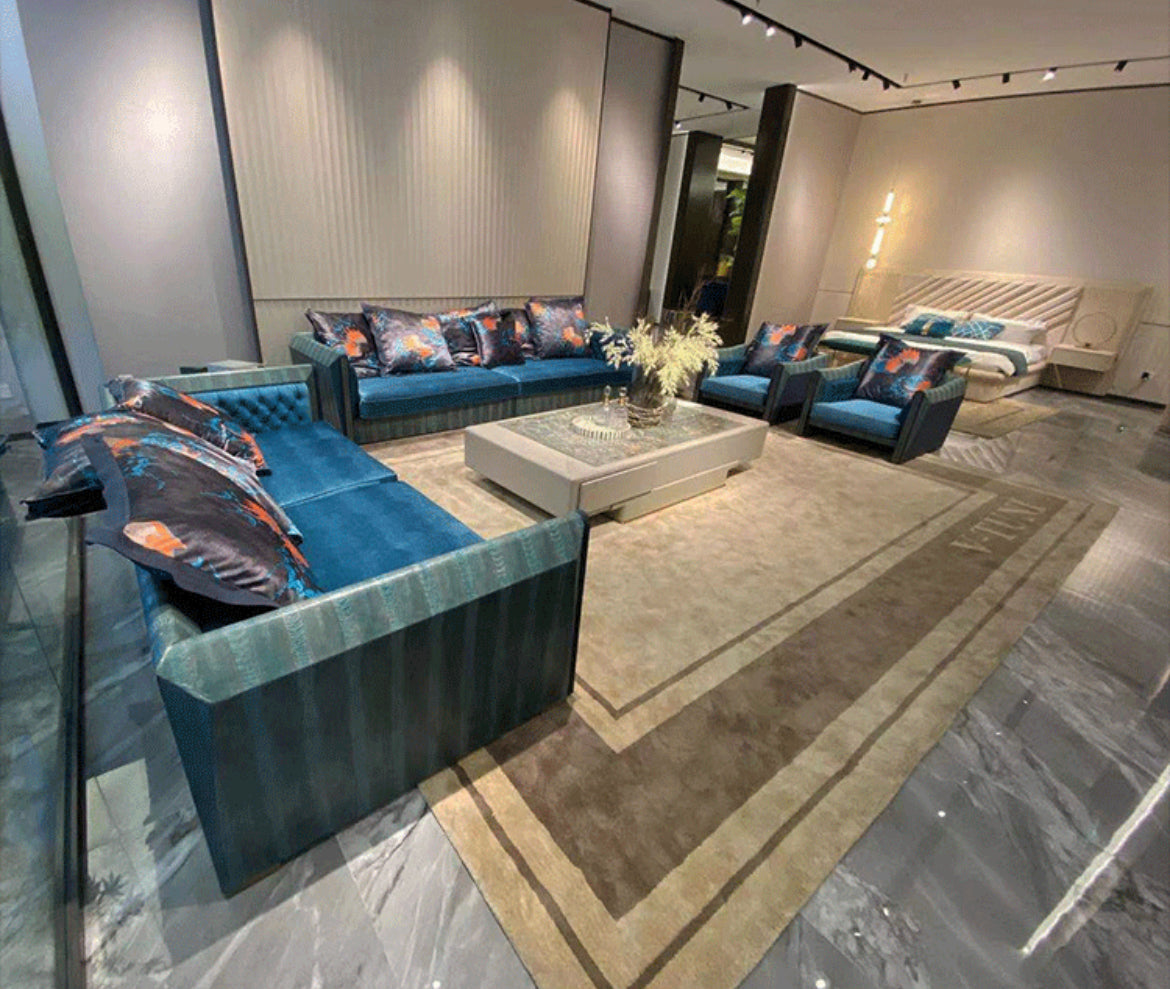 Post-modernity pylon skin full grain leather sofa high-end customized sofa