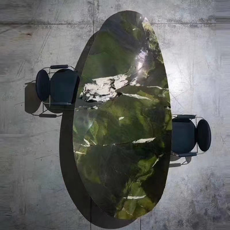 Luxurious Dining Table Artificial Marble Stainless Steel Base