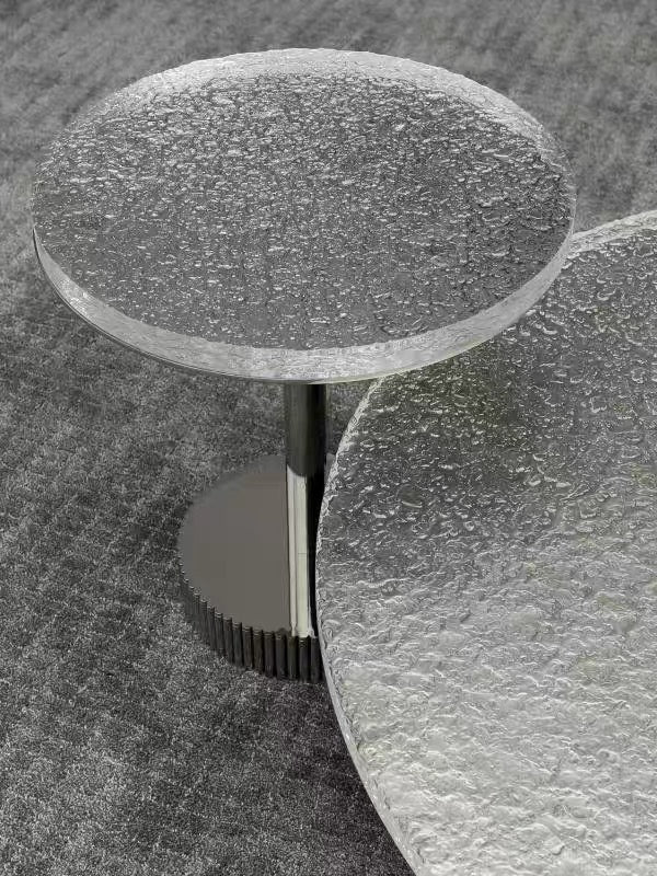Crystal acrylic side table high end glossy stainless steel coffee table
