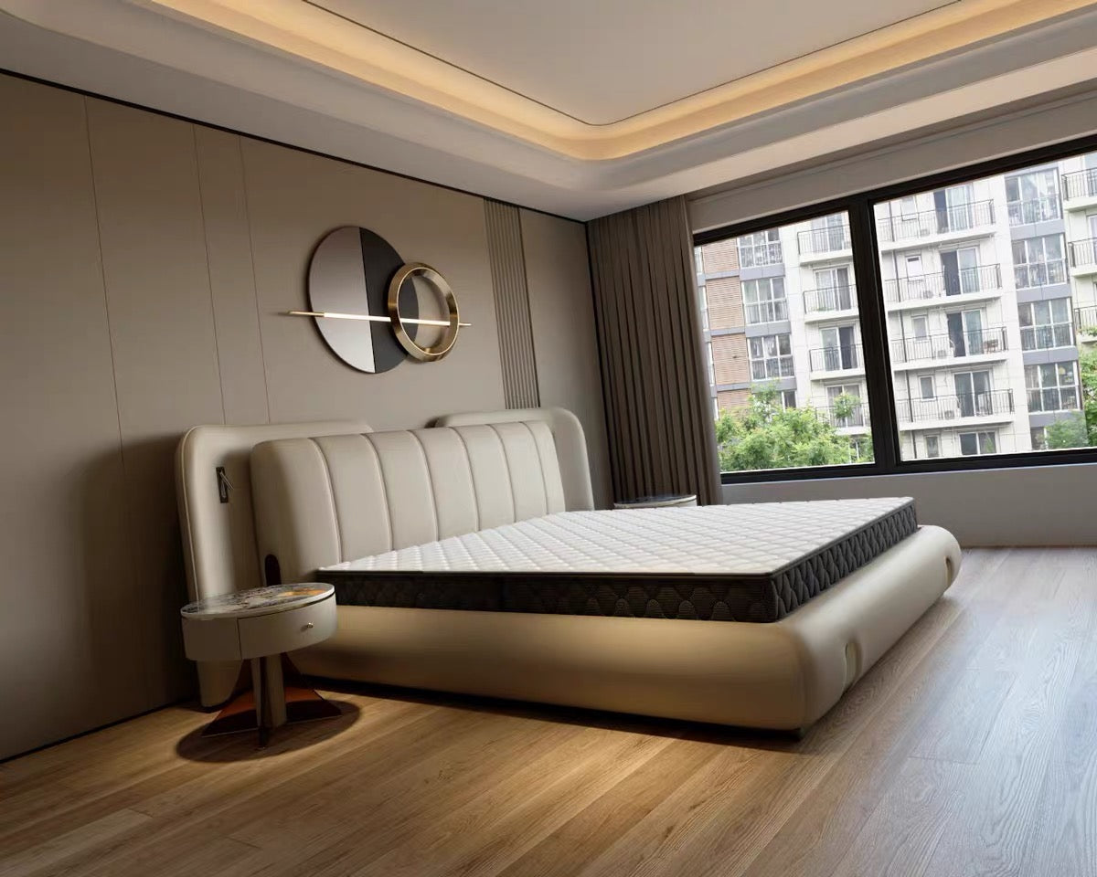 Modern Luxury leather bed latex mattress wedding bed